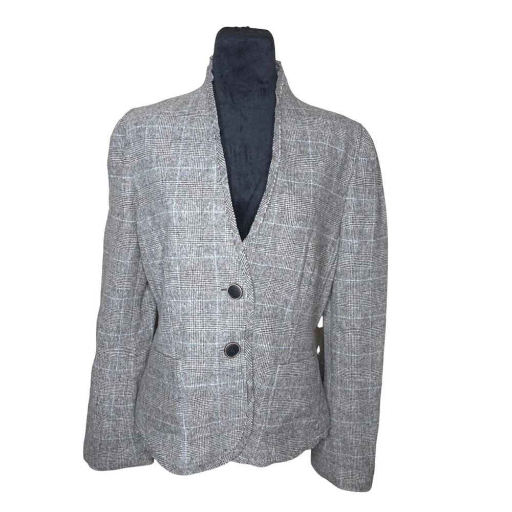 Banana Republic Womens 12 Wool Blend Glen Plaid Blazer Office Wear Preppy